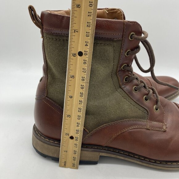 Steve Madden Bunsin Boots Mens 13 Combat Lace Up Faux Leather Canvas Cap Toe main image 2